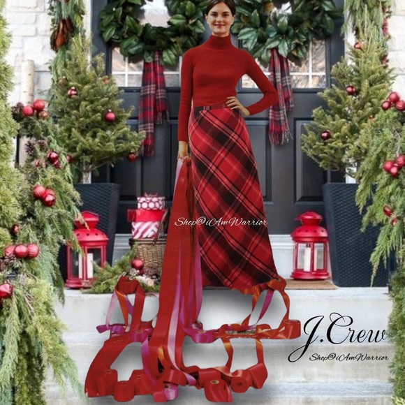 J. Crew Dresses & Skirts - J.Crew RARE vintage red tartan plaid wool maxi skirt *shop@iamwarrior